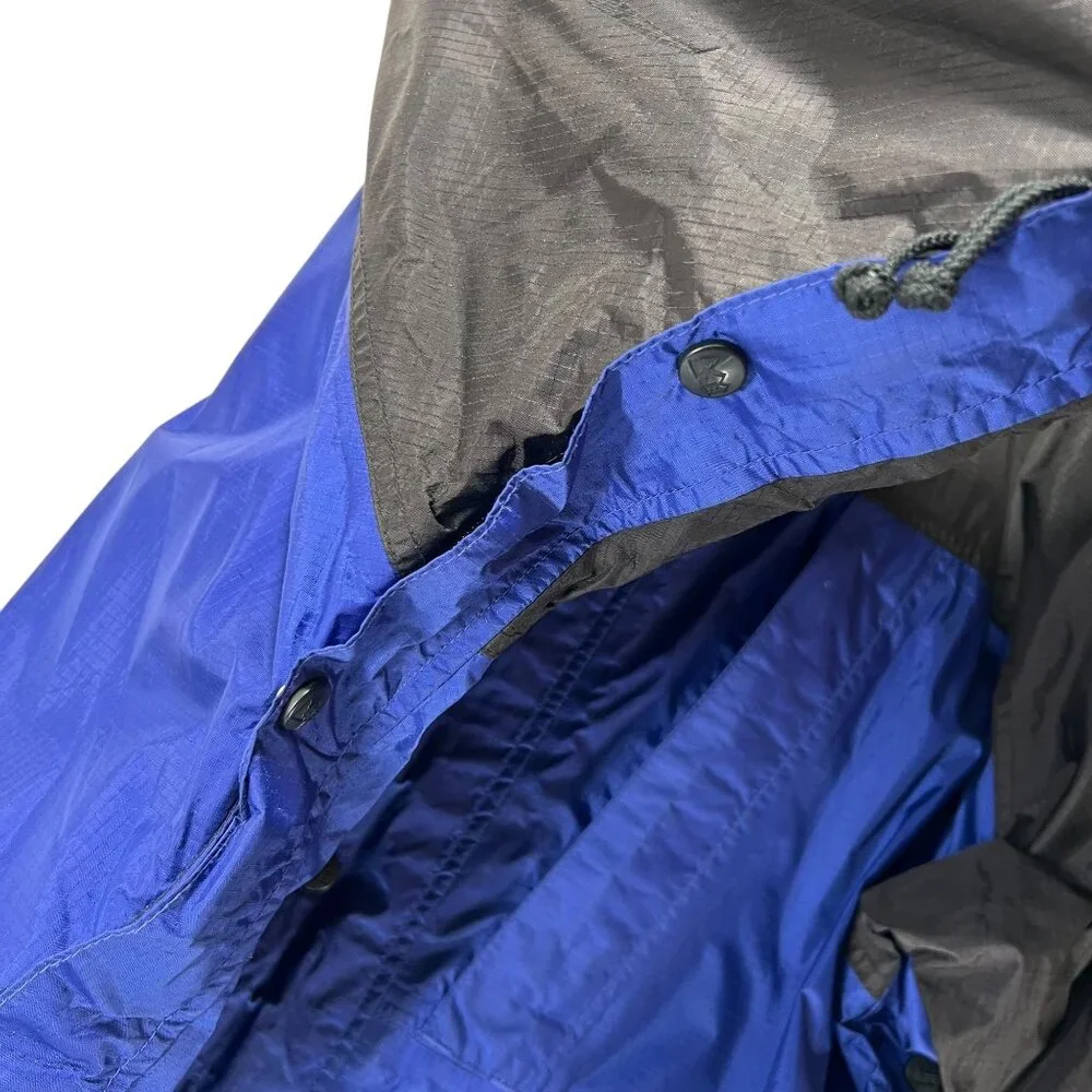 Vtg REI Gore-Tex Hooded Jacket Black Blue Waterproof Mesh Lining Pockets Mens L